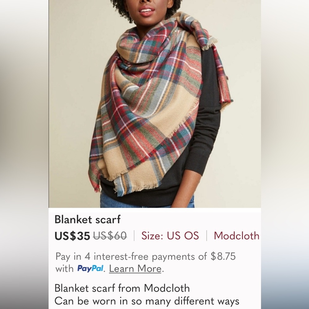 ModCloth tartan plaid blanket wrap/scarf/shawl - Picture 10 of 17